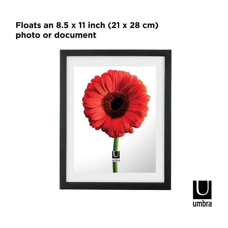 Umbra 11"x14" Floated to 13"x16" Document Picture Frame Black: Modern Polystyrene, Sawtooth Back Mount