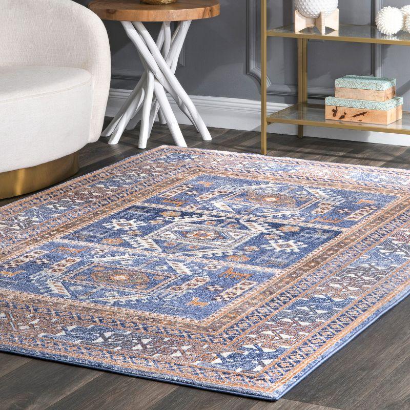 Reversible Lorena Tribal Blue 8' x 10' Synthetic Area Rug