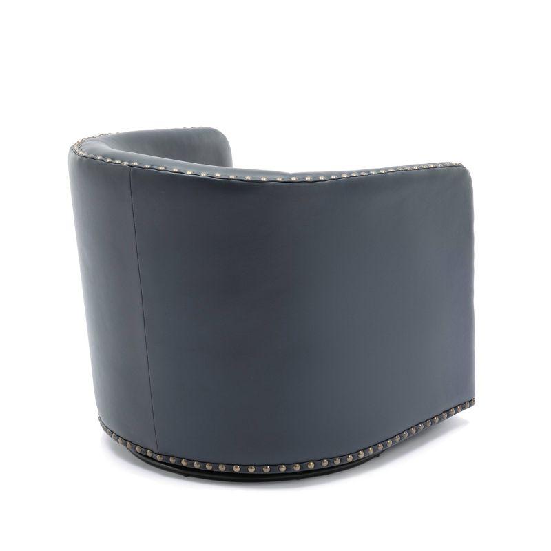 Comfort Pointe Tyler Swivel Arm Chair Midnight Blue: Upholstered, Nailhead Trim, Foam Filled, Wood Frame