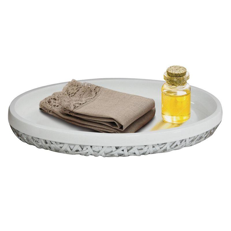 Nu Steel Vanity Storage Tank Top Tray Organizer for Makeup Brushes White