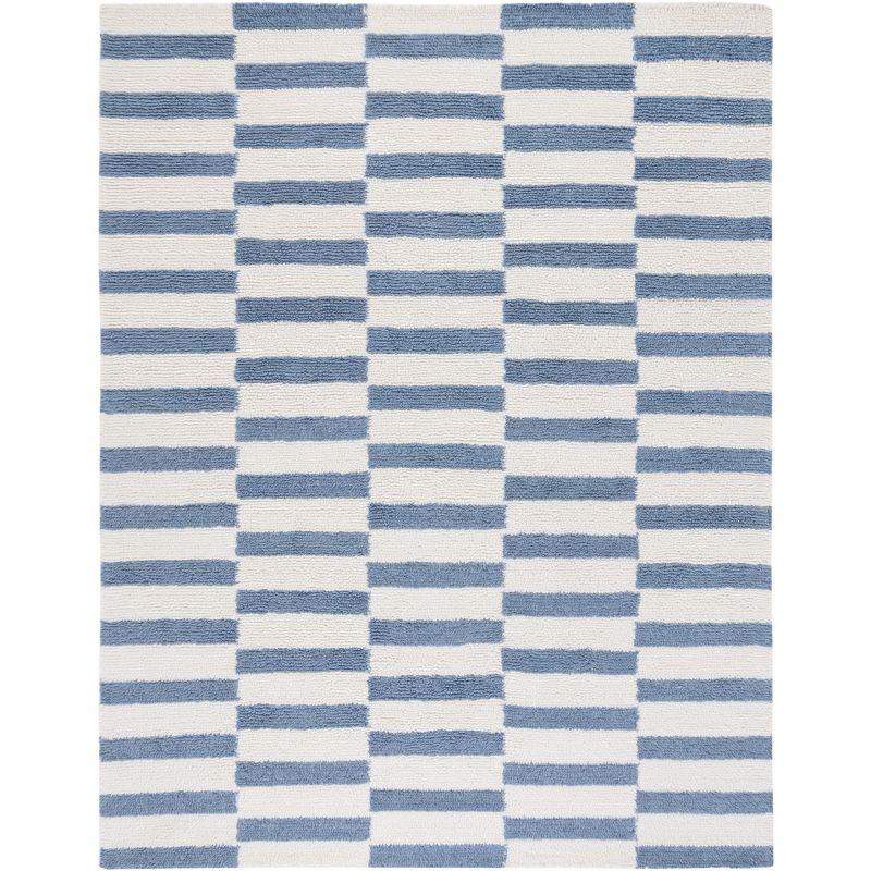 Elegant Vermont Ivory & Blue Hand-Tufted Wool Area Rug, 8' x 10'