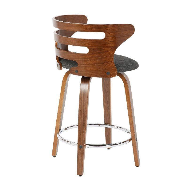Set of 2 Cosini Upholstered Counter Height Barstool with Backs, Swivel Seat, Chrome Footrest - Lumisource