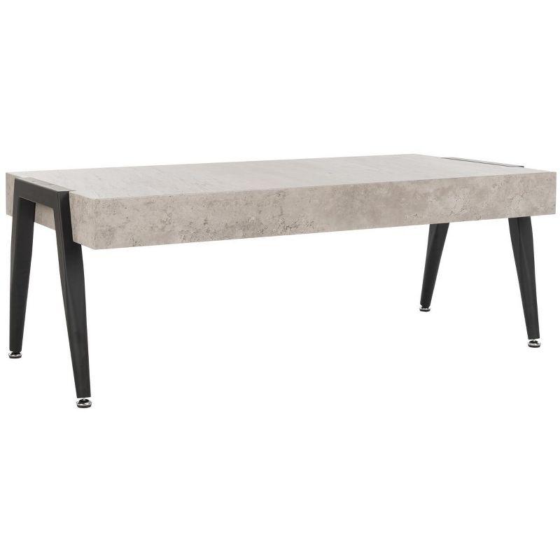 Milan Inspired Light Grey Rectangular Wood Coffee Table with Black Metal Legs