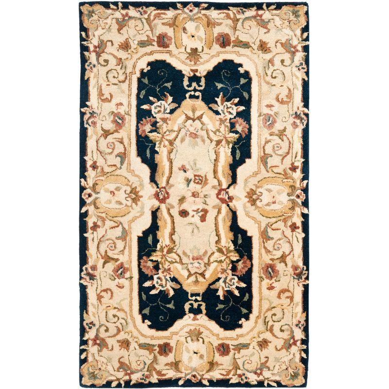 Empire Navy and Beige Hand-Tufted Wool Area Rug 3' x 5'