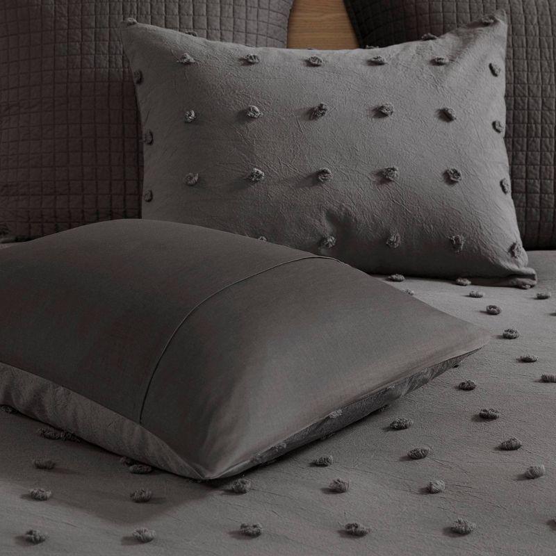 5pc Twin/Twin Extra Long Urban Habitat Kay Cotton Jacquard Duvet Cover Set Charcoal: Includes Shams & Decorative Pillows