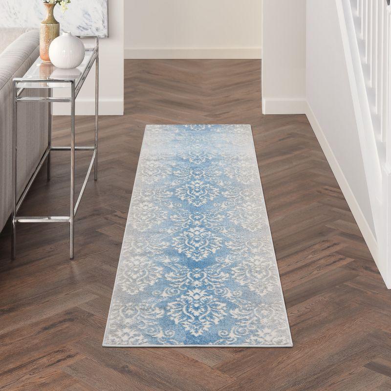 Nourison Elation ETN03 Indoor only Area Rug - Ivory Blue 2'3" x 7'6"