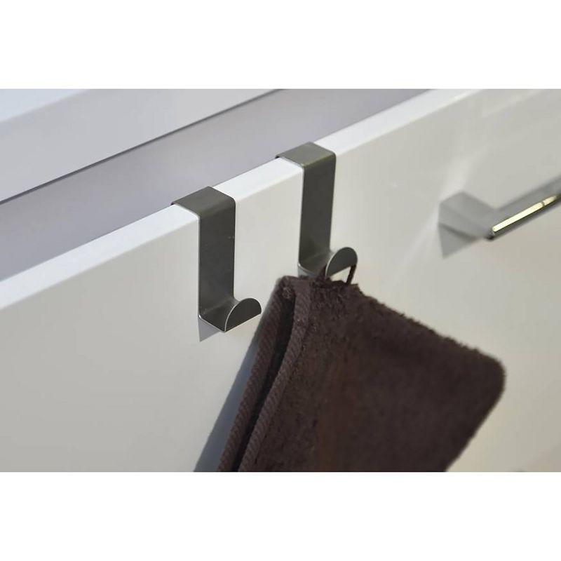 Over the Cabinet Door Single Hooks Set of 2 Brushed Stainless Steel