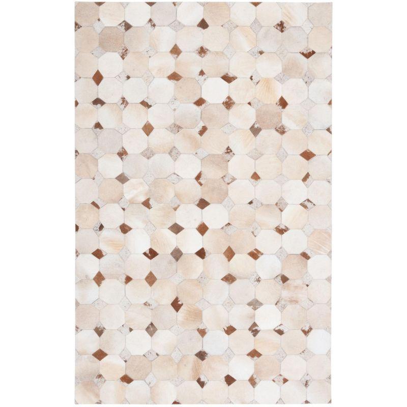 Loon Peak® Bersa Flat Weave Hair On Leather Geometric Rug