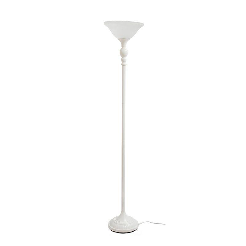 1-Light Torchiere Floor Lamp with Marbleized Glass Shade - Elegant Designs