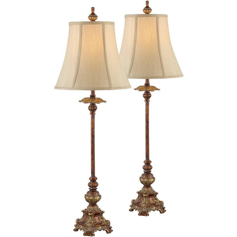 Juliette Bronze Buffet Table Lamps with Bell Shades, Set of 2