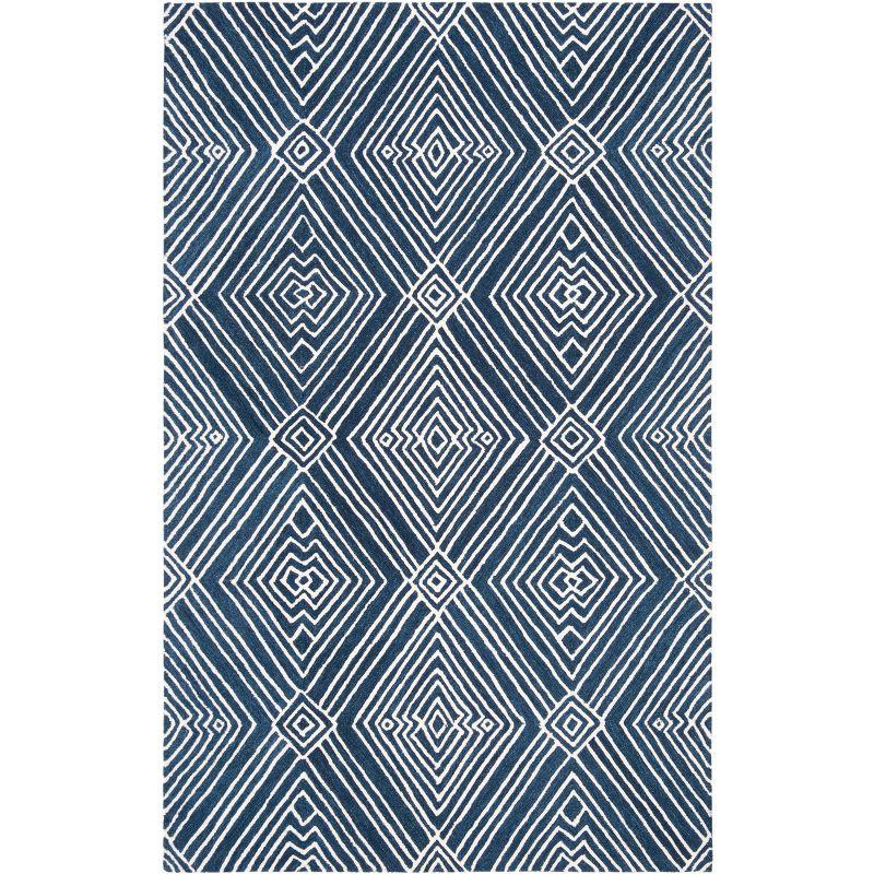 Micro-Loop MLP608 Hand Tufted Indoor Area Rug - Navy/Ivory - 5'x8' - Safavieh