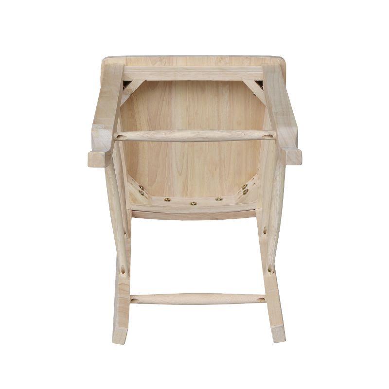 International Concepts 24" Double X Back Counter Height Barstool Unfinished: Solid Wood, Kitchen Island Seating