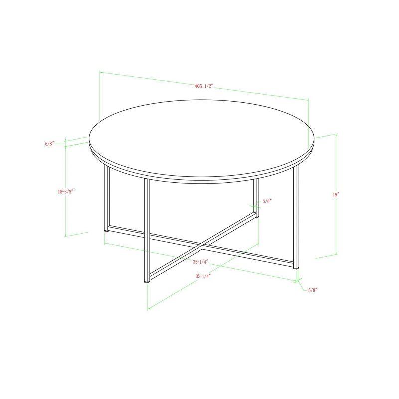 Vivian Glam X Leg Round Coffee Table Faux Marble - Saracina Home