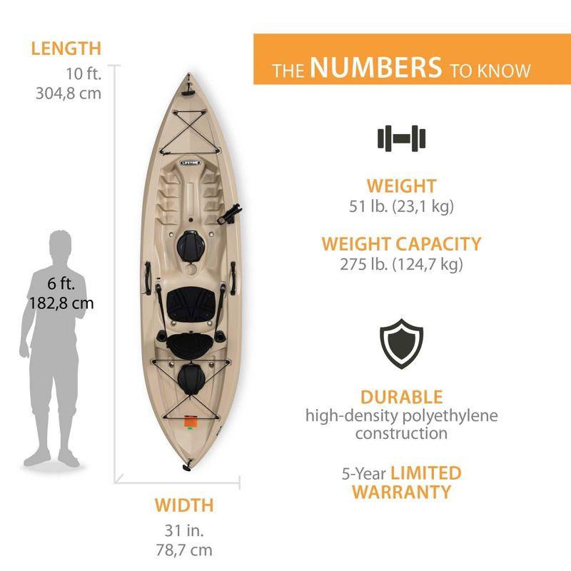 Lifetime Tamarack Angler Sit-On-Top Kayak with Paddle, Tan, 120"