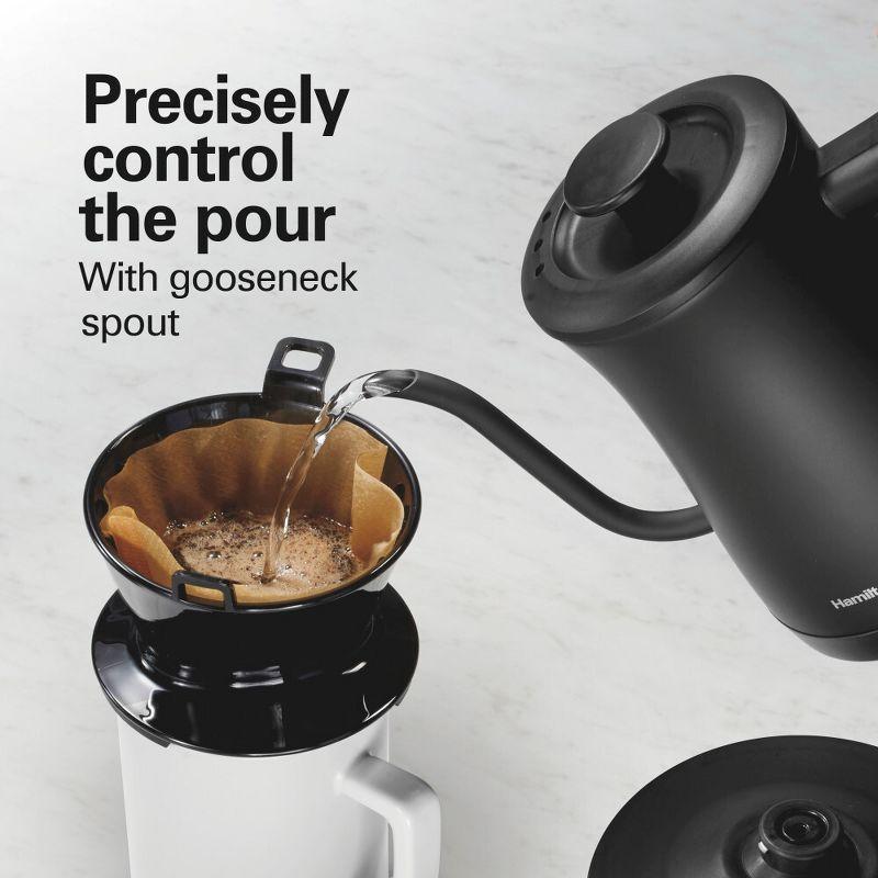 Hamilton Beach .6 Liter Gooseneck Kettle Black 41045: Electric Water Kettle, Stainless Steel, 1200W, Hand Wash