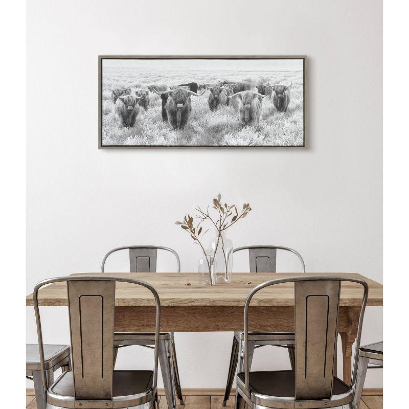 Sylvie Herd of Highland Cows BW Framed Canvas by Creative Bunch - Kate & Laurel All Things Decor