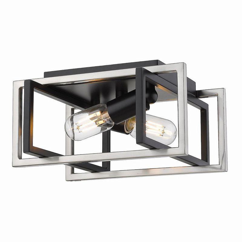 Tribeca Black and Pewter Indoor/Outdoor Flush Mount Light