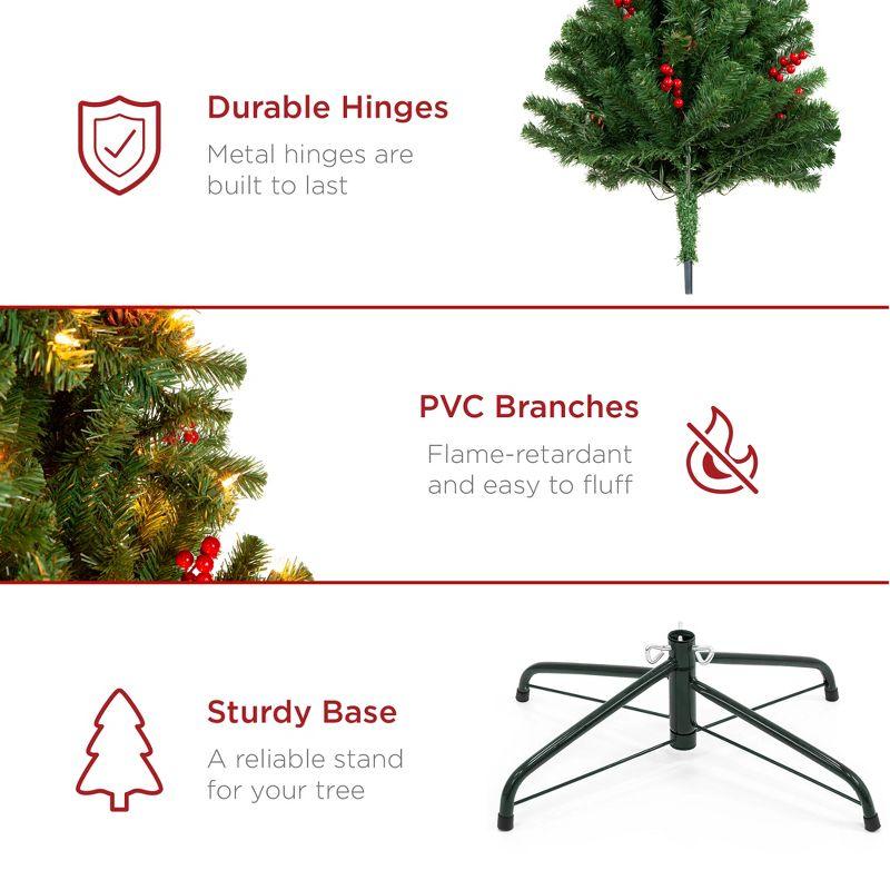 Best Choice Products Pre-Lit Pre-Decorated Holiday Spruce Christmas Tree w/ Tips, Lights, Metal Base