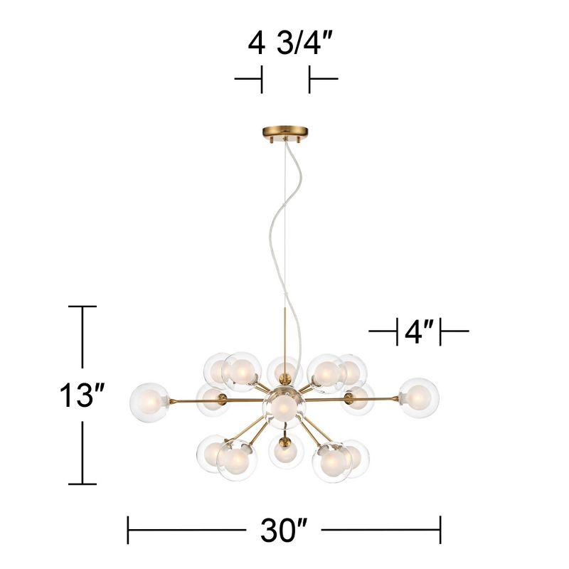 Possini Euro Design Spheres Antique Brass Chandelier 30" Wide Mid Century Modern Sputnik Glass Shade 15-Light Fixture for Dining Room Kitchen Island