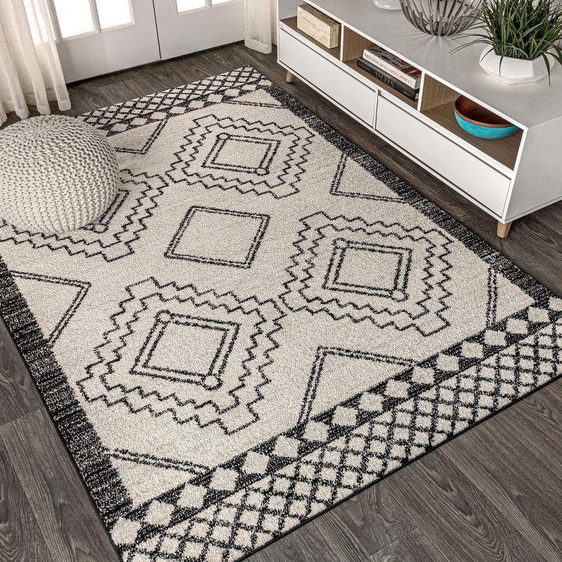 JONATHAN Y Amir Moroccan Beni Souk Cream/Black 3 ft. x 5 ft. Area Rug