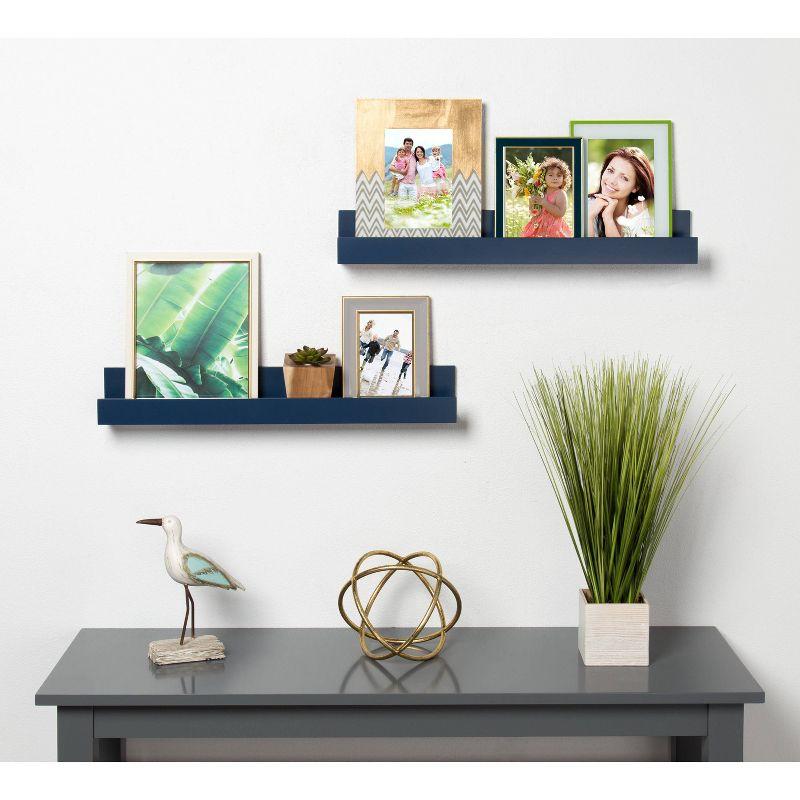 Kate & Laurel All Things Decor 2pc 24" Levie Wood Picture Ledge Wall Shelf Set Navy Blue: MDF Frame, No Assembly Required