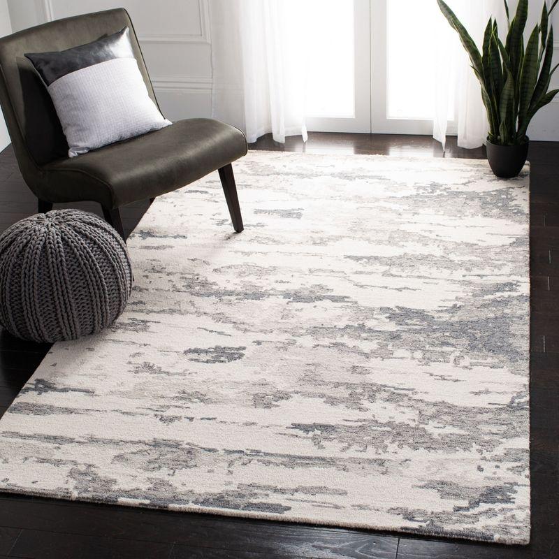 Charcoal and Ivory Abstract Hand-Tufted Wool Area Rug 3' x 5'