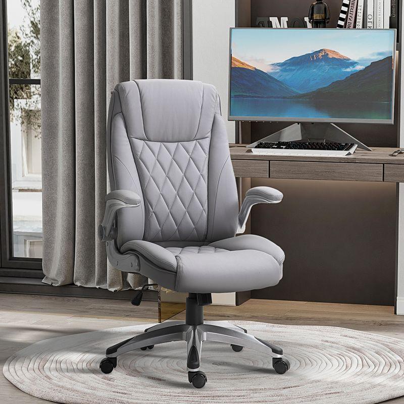 Gray Luxe Ergonomic High-Back Swivel Office Chair with Adjustable Arms