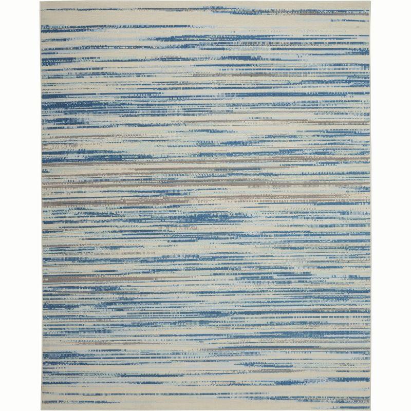 Nourison Jubilant 7'10" x 9'10" (8' x 10') Blue Area Rug Coastal Contemporary Striped by Nourison
