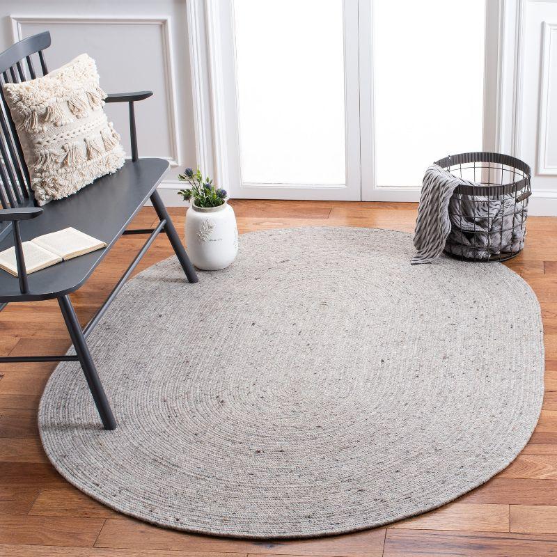 Braided BRD901 Hand Woven Indoor Area Rug - Light Grey - 8'x10' Oval - Safavieh