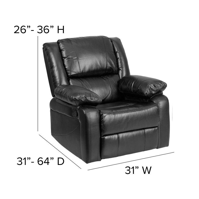 Contemporary Black LeatherSoft Metal Recliner with Plush Cushions