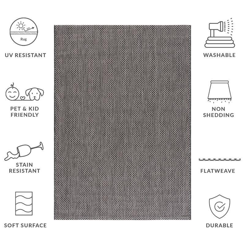 Courtyard CY8521 UV & Stain Resistant Non-Shedding Power Loomed Indoor/Outdoor Area Rug - Black/Beige - 9'x12' - Safavieh
