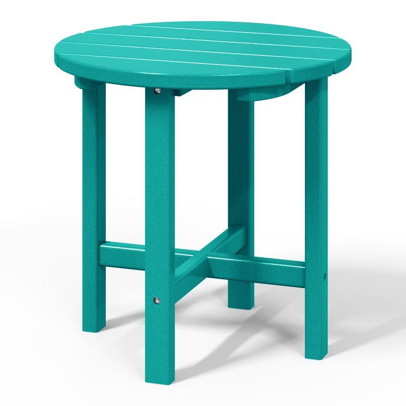 WestinTrends All-Weather Outdoor Patio Round Poly Adirondack Side Table, Turquoise