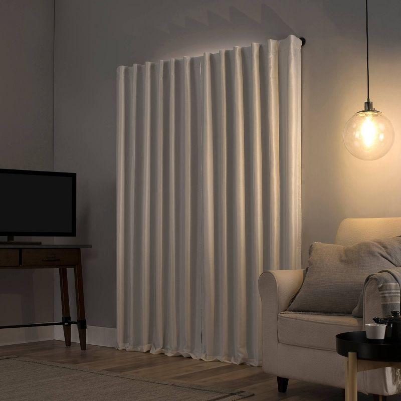 Faux Dupioni Silk Thermal Extreme 100% Blackout Back Tab Curtain Panel