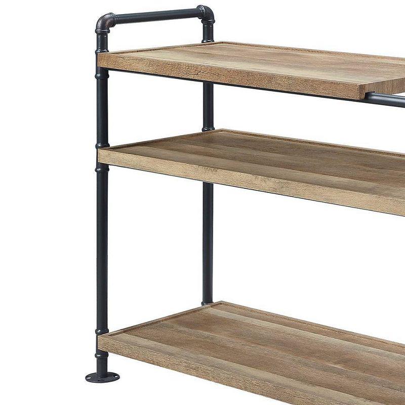 Acme Furniture 32" Brantley Decorative Bookshelf Oak and Sandy Black Finish: Metal Frame, 3-Tier Storage Display Unit