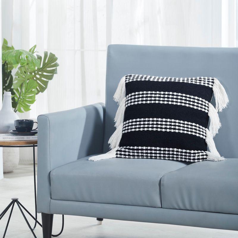 Modern Threads 18" x 18" Black Stripe 100% Cotton Decorative Pillow Cover, Irma
