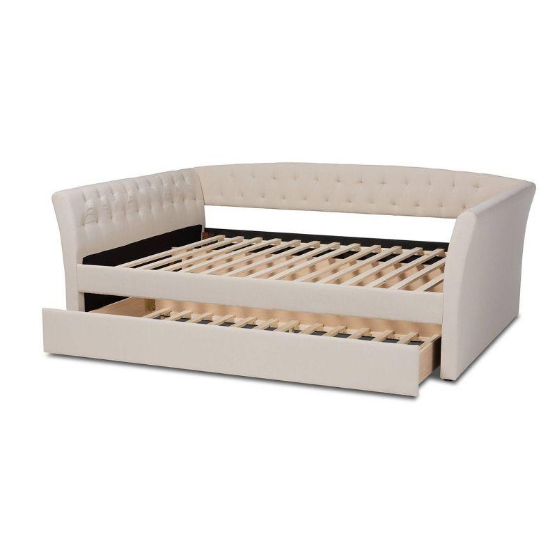 Delora Upholstered Daybed with Trundle Beige - Baxton Studio