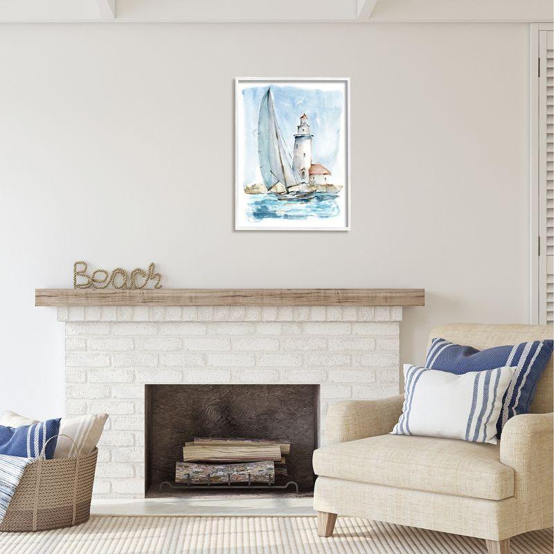 Stupell Industries Nautical Sailboat & Lighthouse Framed Giclee, 24 x 30