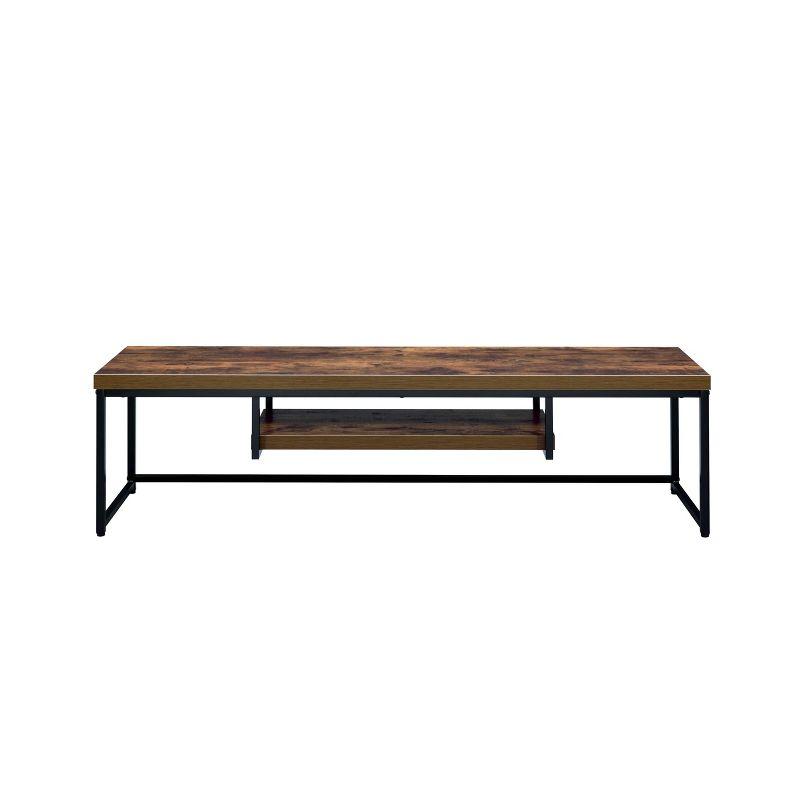 Weathered Oak and Black Industrial Media Console