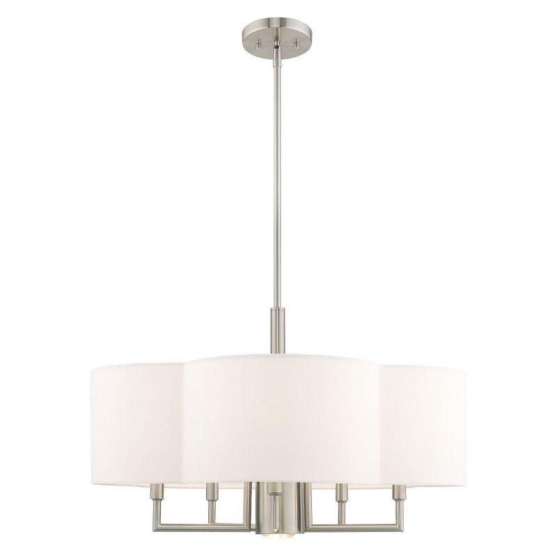 Chelsea Clover-Shaped 6-Light Brushed Nickel Pendant Chandelier