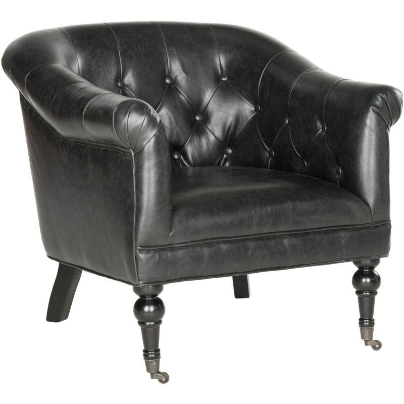 Nicolas Tufted Club Chair - Antique Black - Safavieh