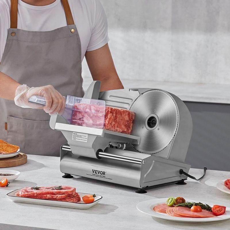 VEVOR Meat Slicer, 7.5 inch Electric Deli Food Slicer, 180W Meat Cutter with a Premium SUS420 Blade, 0-0.6 inch Adjustable Thickness, Slicer Machine