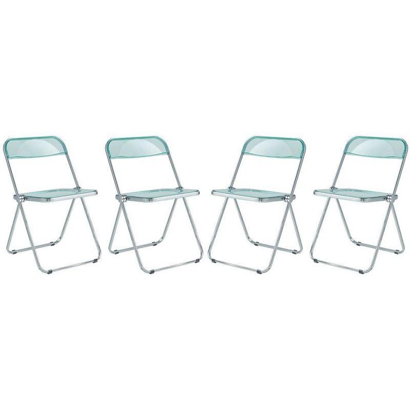 LeisureMod Lawrence Folding Chair Stackable Dining Accent Chair with Frame Kitchen Chair (Set of 4)