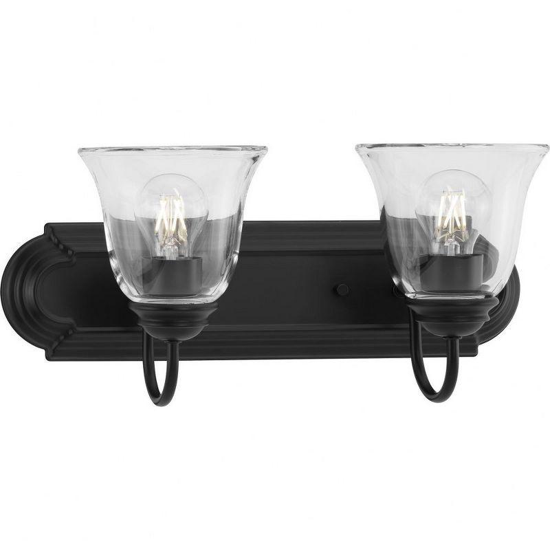 Progress Lighting, Calhoun Collection, 2-Light Vanity Light, Matte Black, Clear Glass Shades, Material: Steel