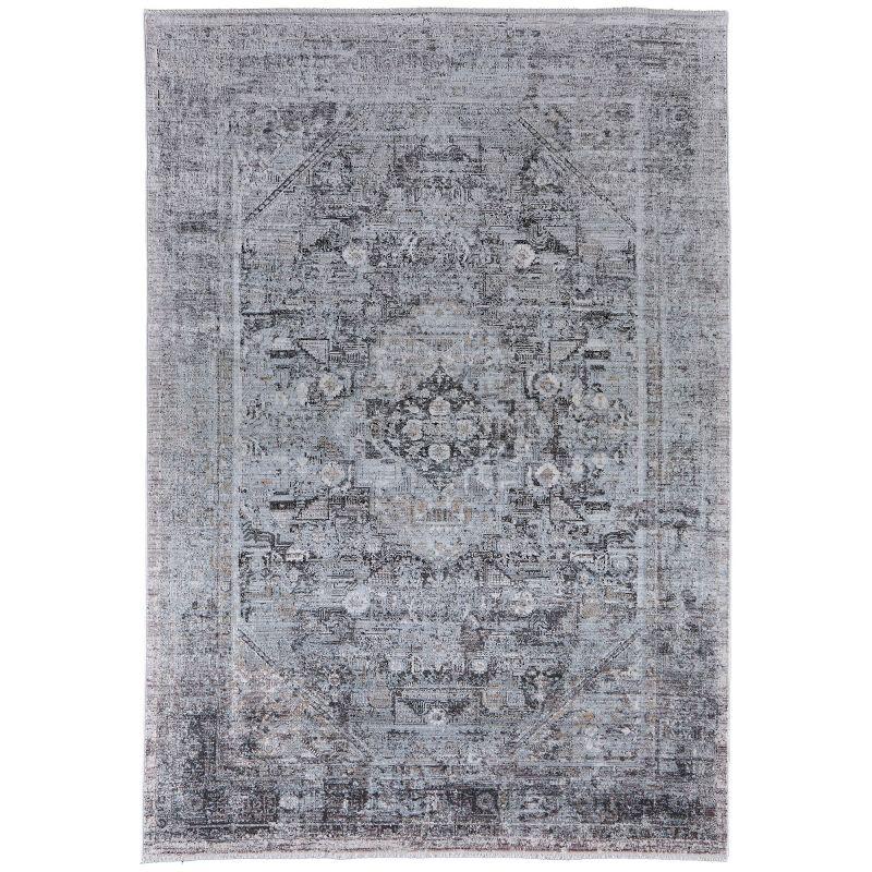 Sarrant Transitional Medallion Gray/Silver/Ivory Area Rug