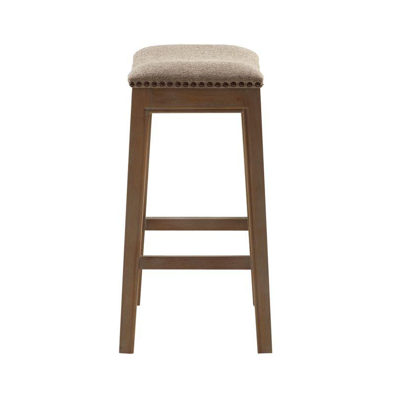 Madison Park Westley Saddle Counter Height Barstools Linen: 27" Upholstered, Wood Legs, 300 lbs Capacity
