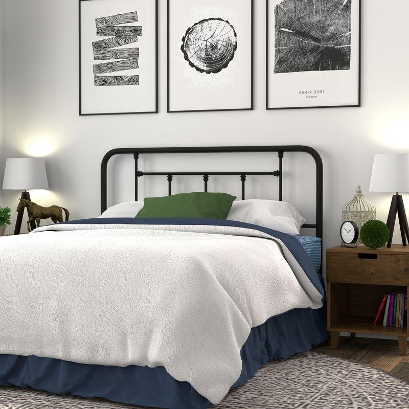 eLuxury Baldwin Metal Headboard, King, Black