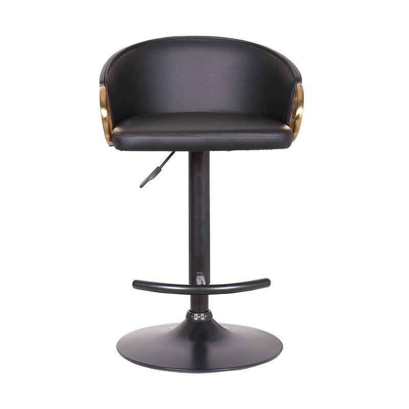 Solstice Adjustable Black Faux Leather Swivel Barstool with Metal Base