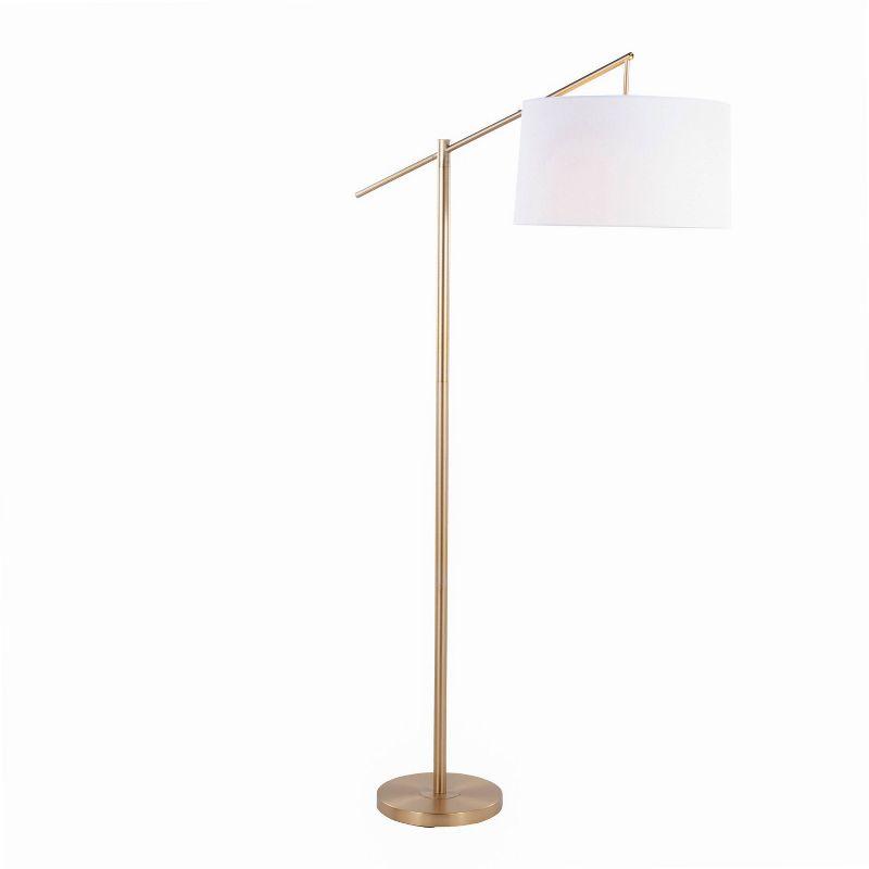 LumiSource Casper 69" Contemporary Metal Floor Lamp: Angular Body, Off-White Drum Shade, UL Listed