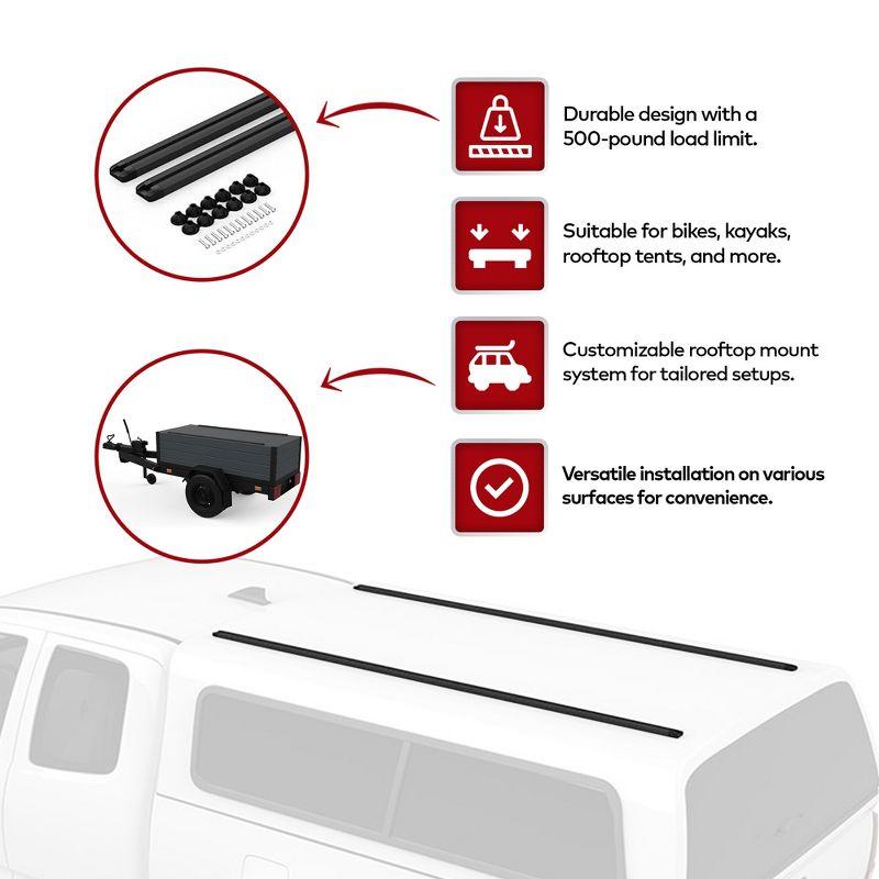 Yakima HD Track 60 Inch Car Roof Top Custom Rack Mounting Applications with CapNuts for SkyLine, OverHaul HD, and OutPost HD Systems, Black