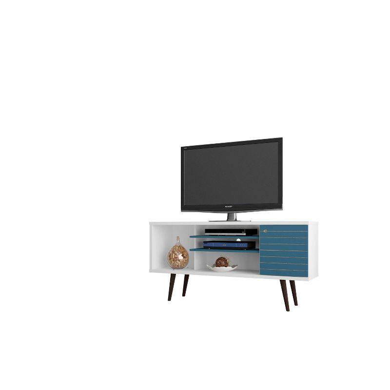 53.14" Liberty TV Stand for TVs up to 50" White/Aqua Blue - Manhattan Comfort